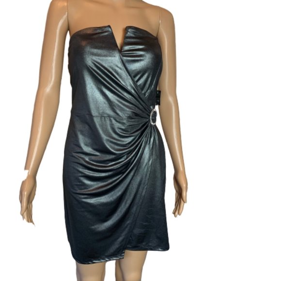 NWT TRIXX Grey Strapless Mini Party Dress - Picture 3 of 6